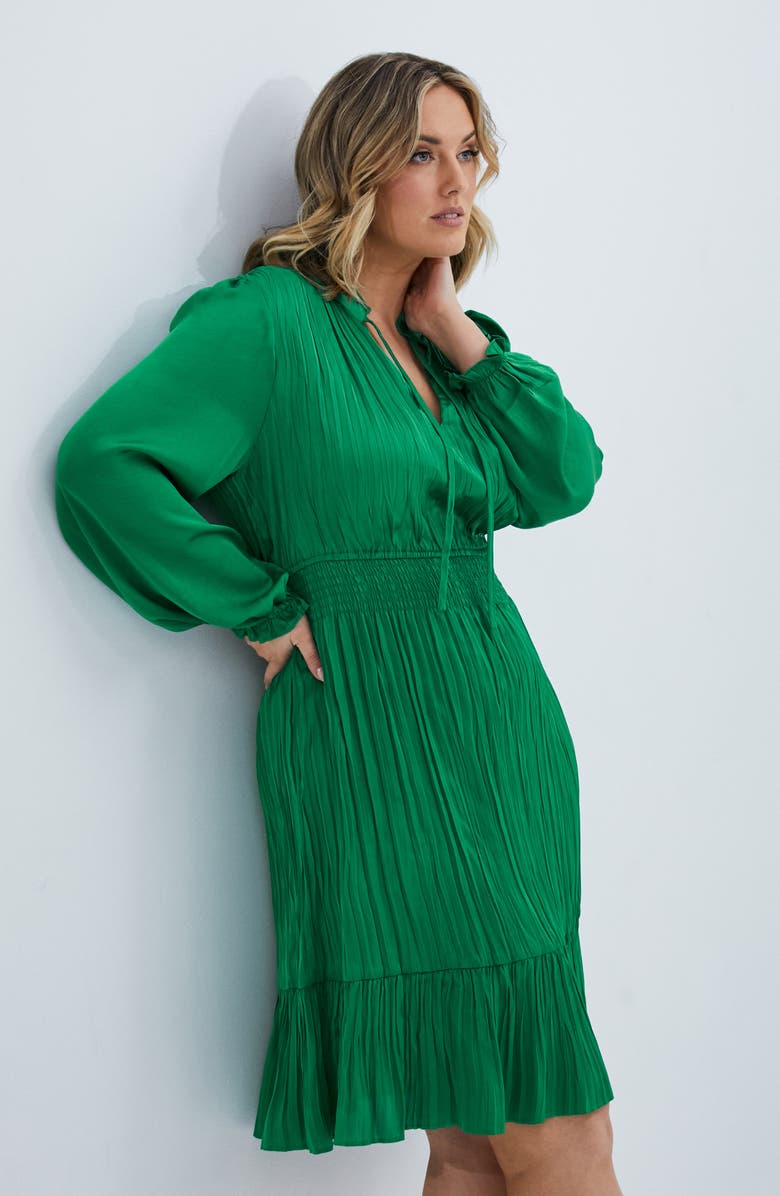 Estelle Nina Long Sleeve Satin Dress, Alternate, color, 