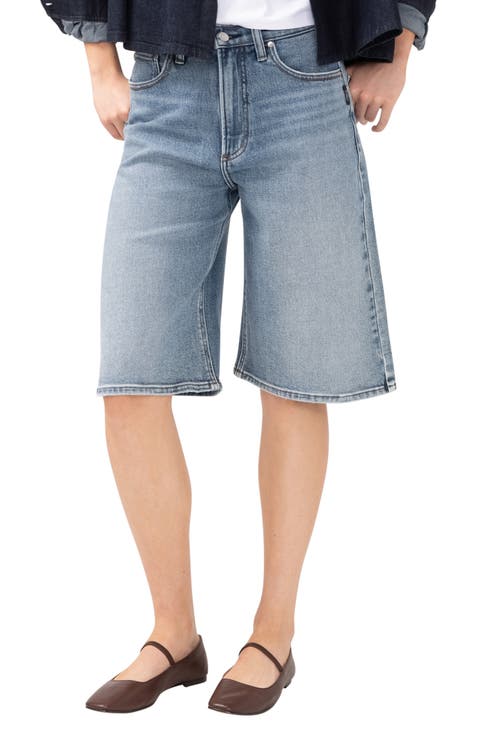 Be Easy High Waist Long Denim Shorts (Vista)