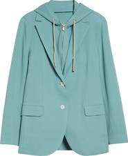 Eleventy Laser Cut Cotton Blend Knit Jacket with Hooded Zip Inset