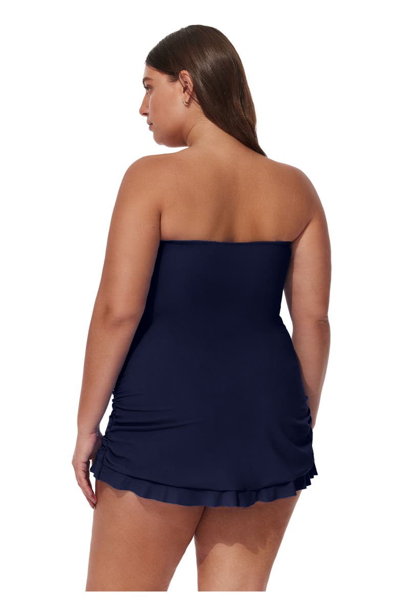 Tutti Frutti Plus Size Bandeau Swimdress, Alternate, color, Navy