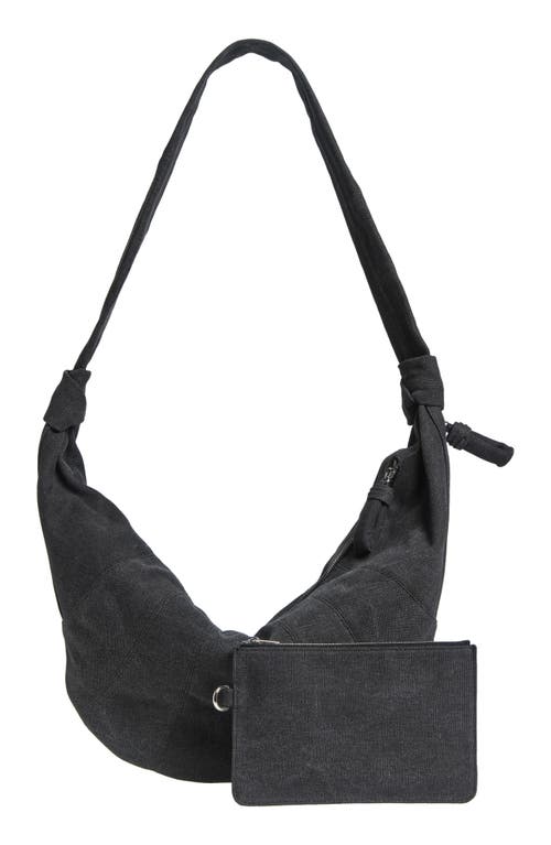 Lemaire X-large Croissant Canvas Shoulder Bag In Ash Black