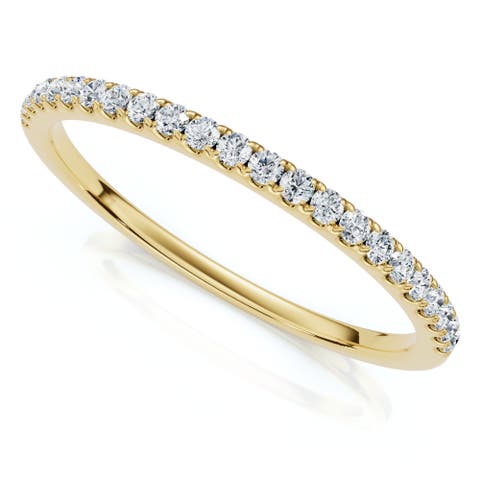 1/4ct Diamond Wedding Ring Prong Set Stackable Anniversary Band Gold Lab Grown