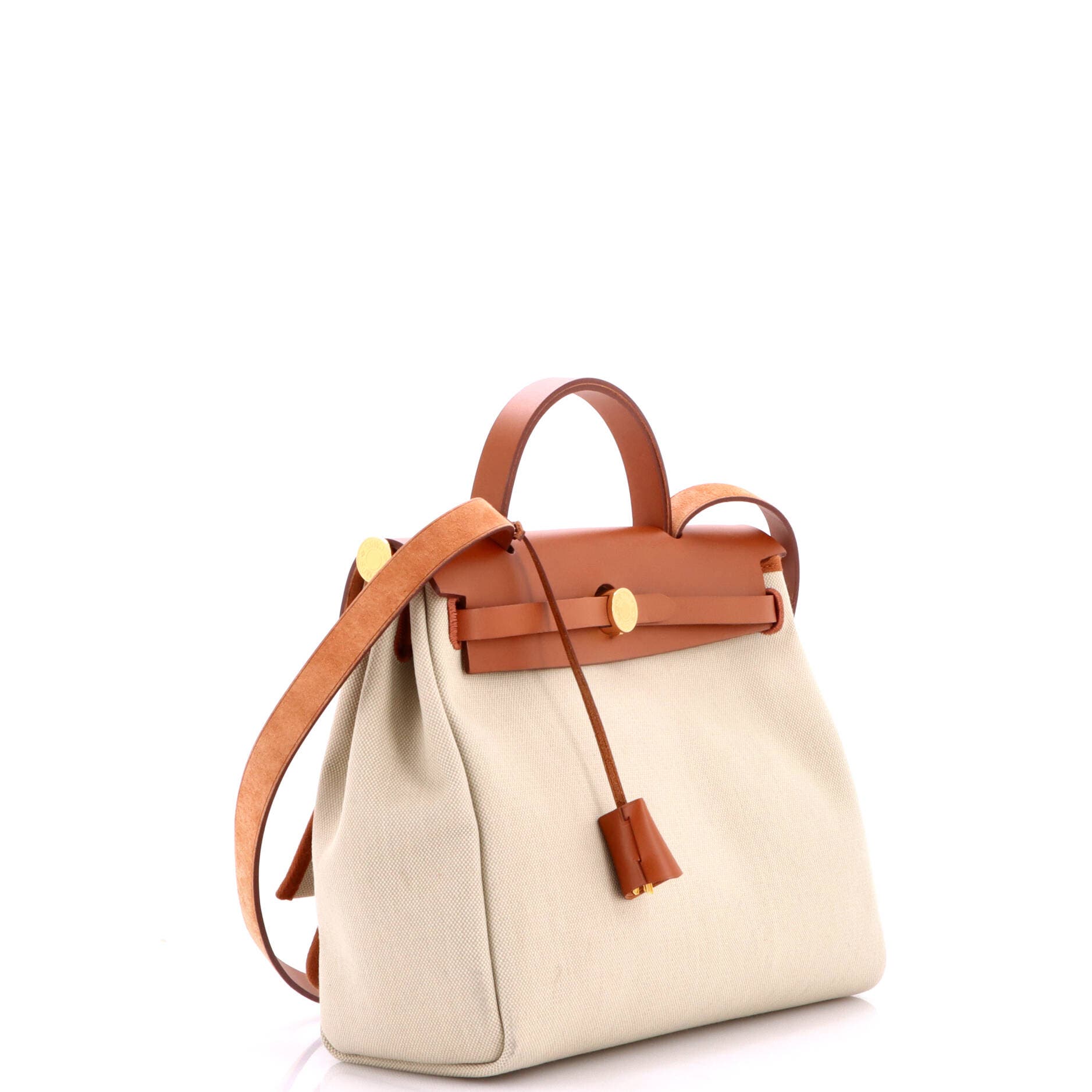 Herbag Zip Leather and Toile 31, Alternate, color, White