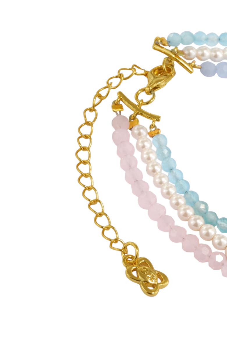 Waterproof Layered Beaded Necklace, Alternate, color, Gold