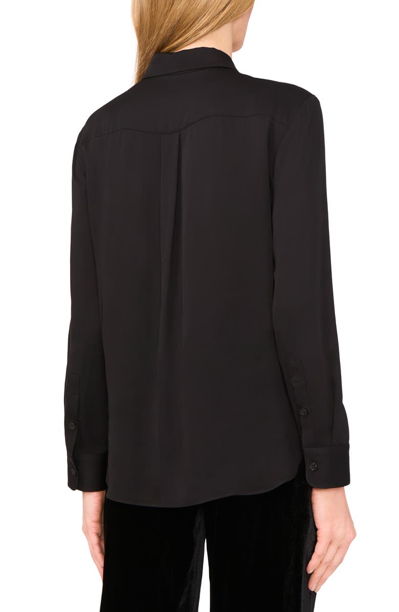 Ted Baker Long Sleeve Georgette Button-Up Shirt, Alternate, color, Rich Black