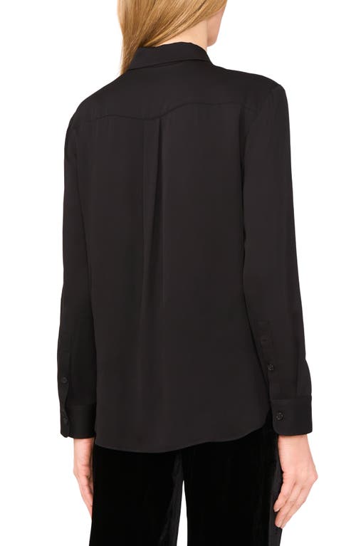 Ted Baker Long Sleeve Georgette Button-up Shirt In Black