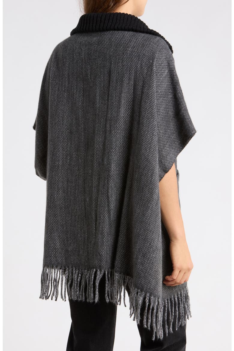 Zip-Up Ruana, Main, color, BLACK GREY