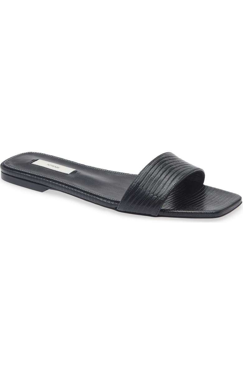 TOTEME Lizard Embossed Slide Sandal, Main, color, Black