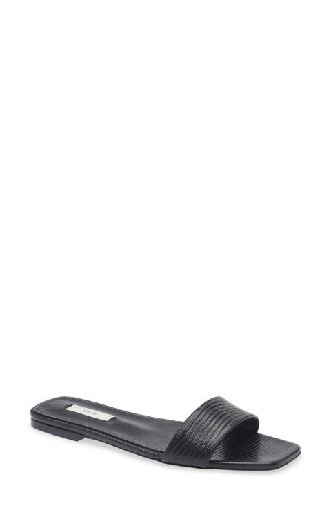 Lizard Embossed Slide Sandal (Women)