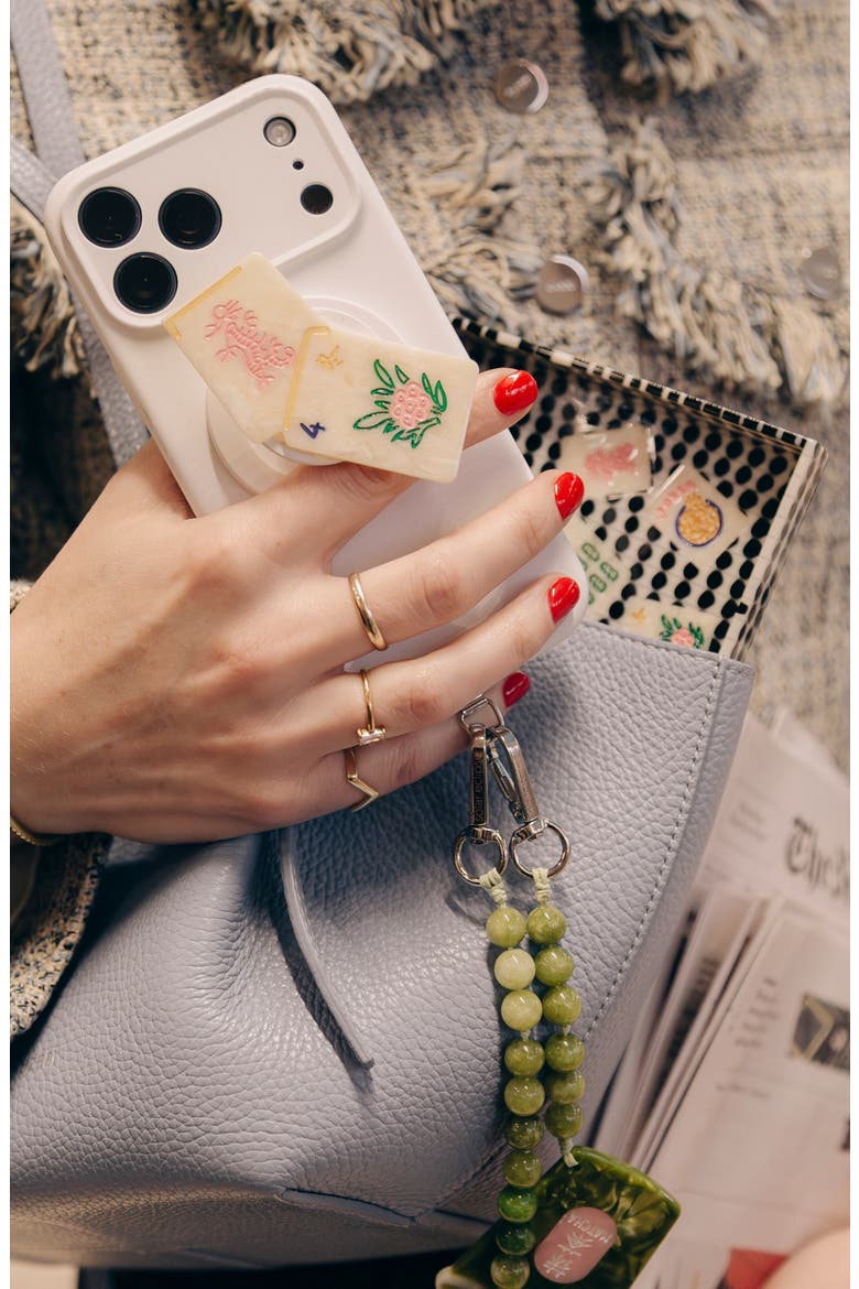 Hand Painted Flower Mahjong Phone Grip, Alternate, color, PINK