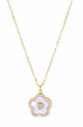 Floral Mother-of-Pearl Pendant Necklace