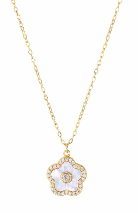 Adornia Floral Mother-of-Pearl Pendant Necklace