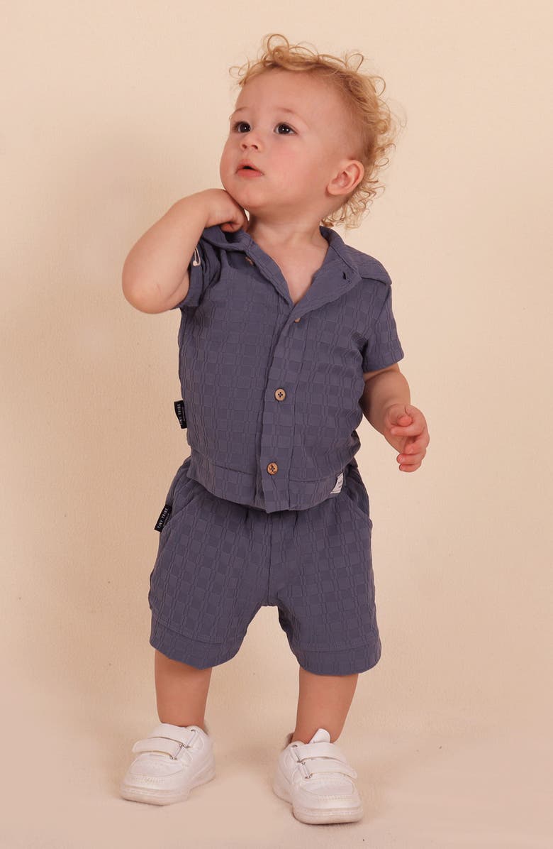 TINY TRIBE Textured Button-Up Shirt, Alternate, color, Slate Blue