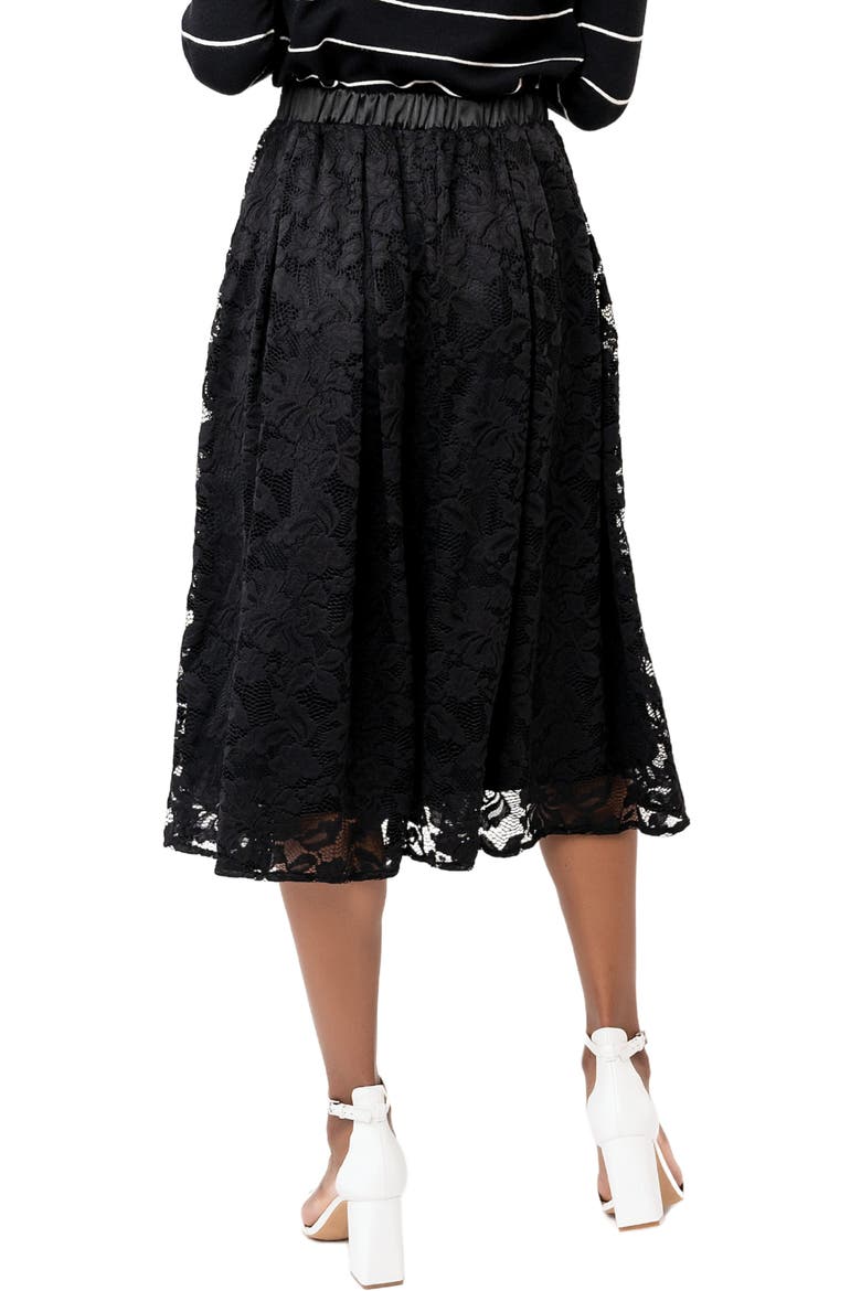 Party Lace Midi Skirt, Alternate, color, BLACK
