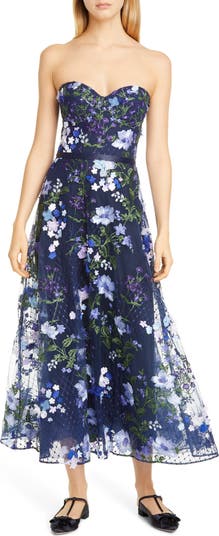 Marchesa Notte 3D Floral Lace Midi Dress | Nordstrom