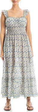 MAX STUDIO Sweetheart Neck Ruffle Strap Tiered Maxi Dress