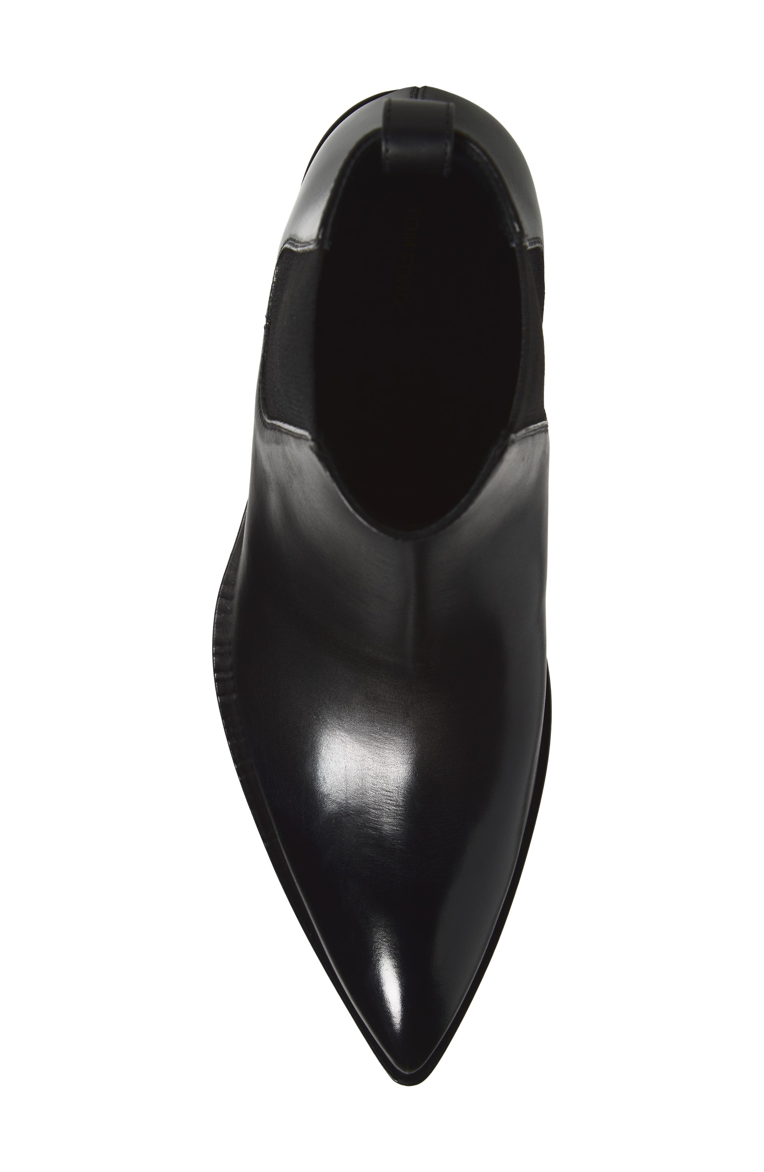 Dagger Burnished Leather Pointed Toe Chelsea Boot, Alternate, color, NAA BLACK