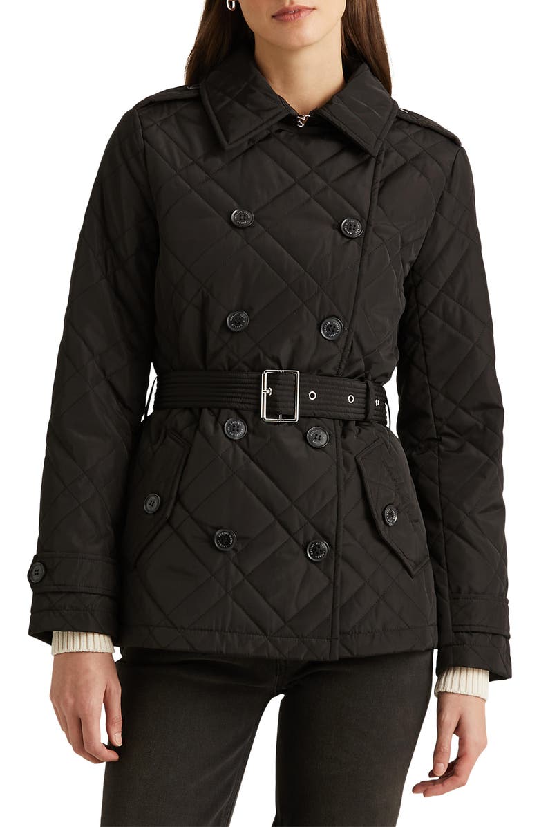 Lauren Ralph Lauren Belted Double Breasted Quilted Jacket, Main, color, 