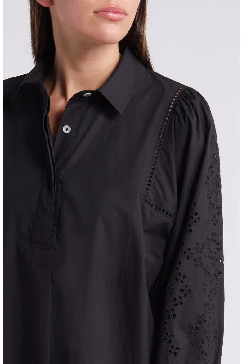 Fernanda Eyelet Long Sleeve Shirtdress, Alternate, color, BLACK EYELET