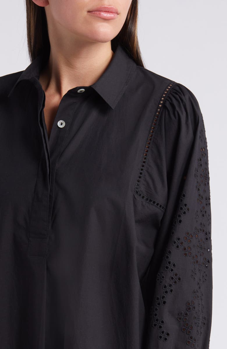 Rails Fernanda Eyelet Long Sleeve Shirtdress, Alternate, color, Black Eyelet