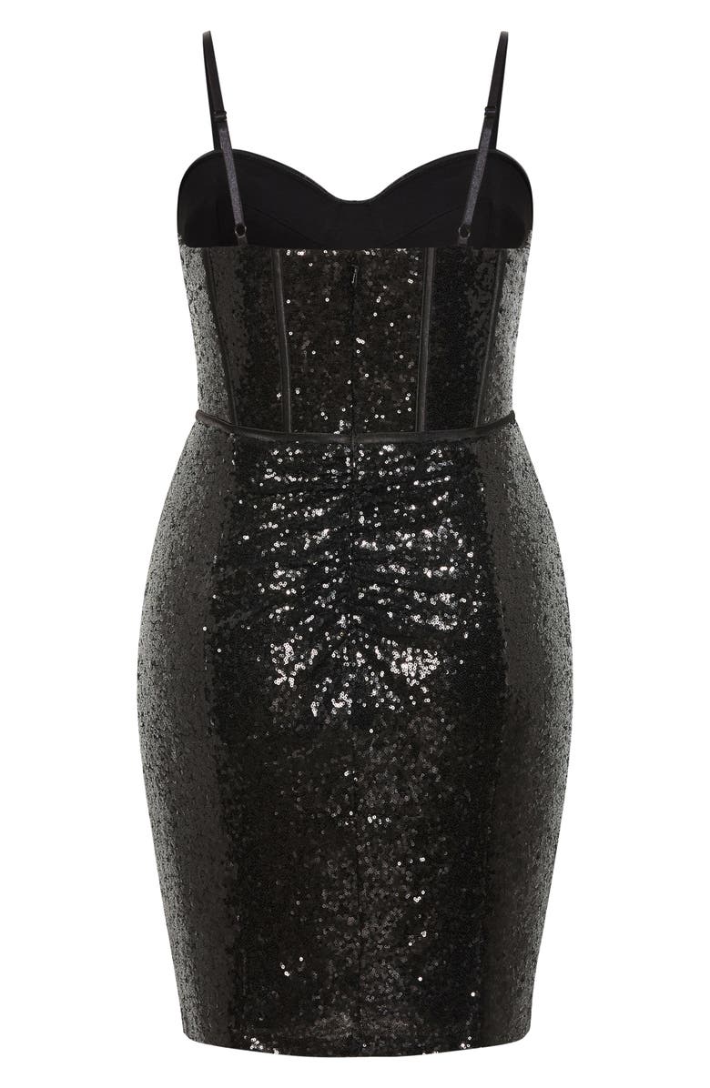 City Chic Lia Sequin Dress, Alternate, color, Black
