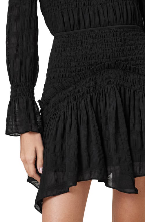 Allsaints Womens Black Pamela Shirred-waist Stretch-woven Mini Skirt In Black