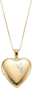 The M Jewelers Two-Tone Butterfly Heart Locket Pendant Necklace