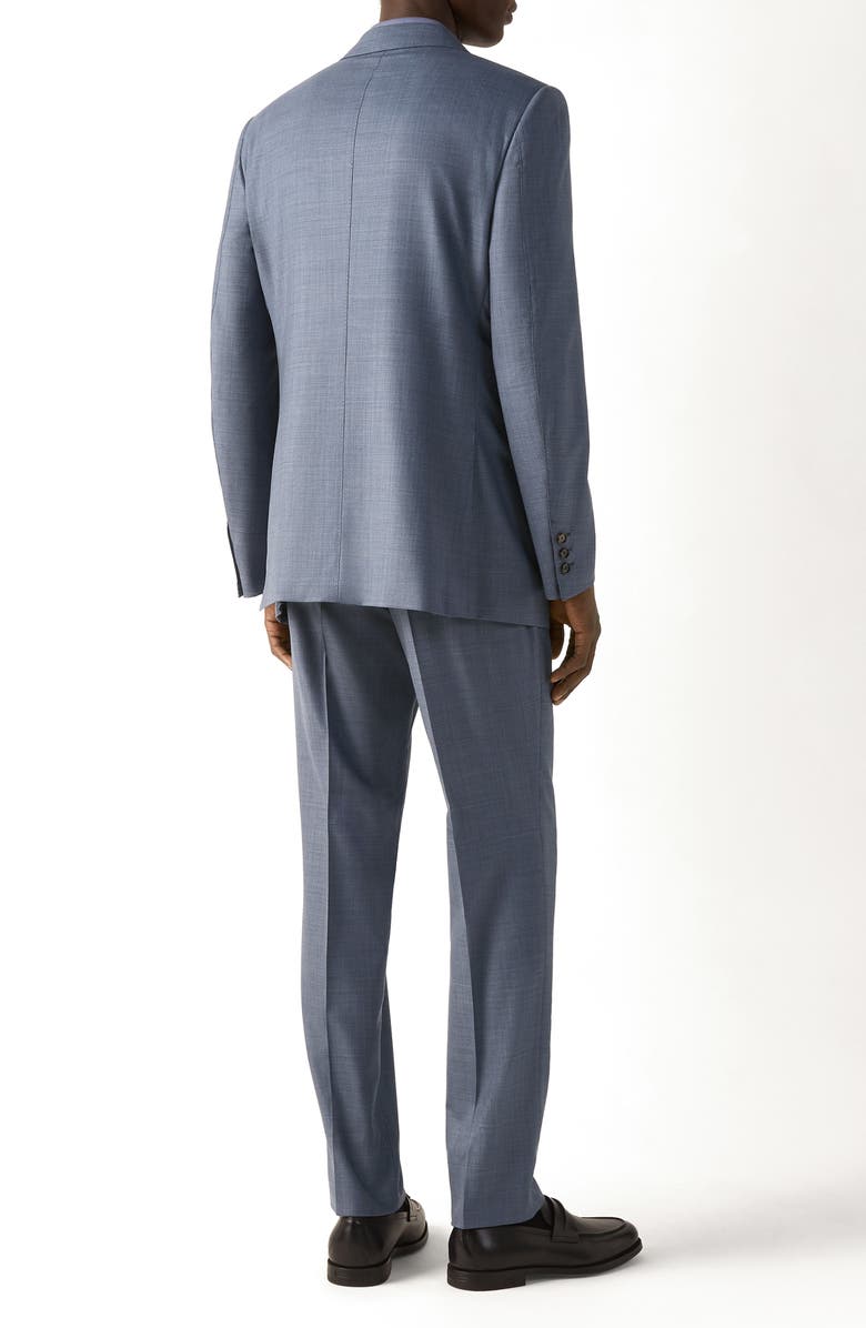 ZEGNA Regular Fit Light Blue Glen Check Centoventimila Wool Suit, Alternate, color, Light Blue