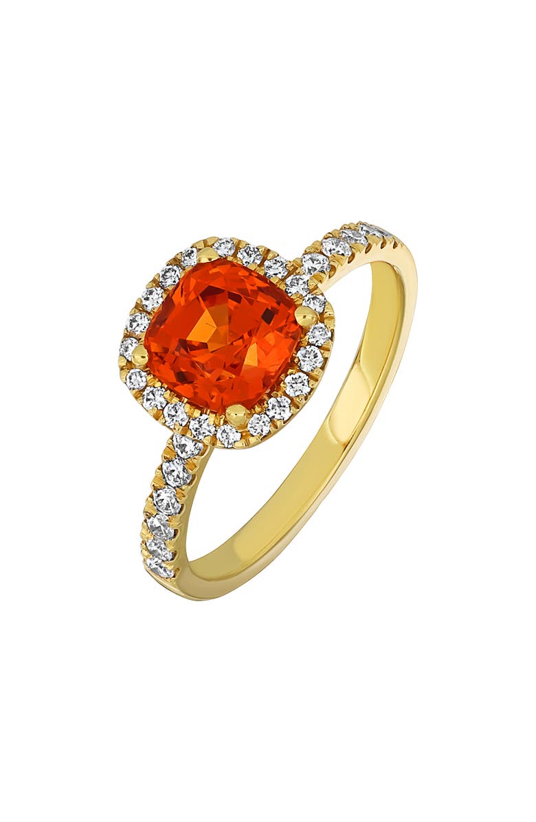 Bony Levy Pavé Diamond Halo Mandarin Garnet Cushion Ring, Main, color, 