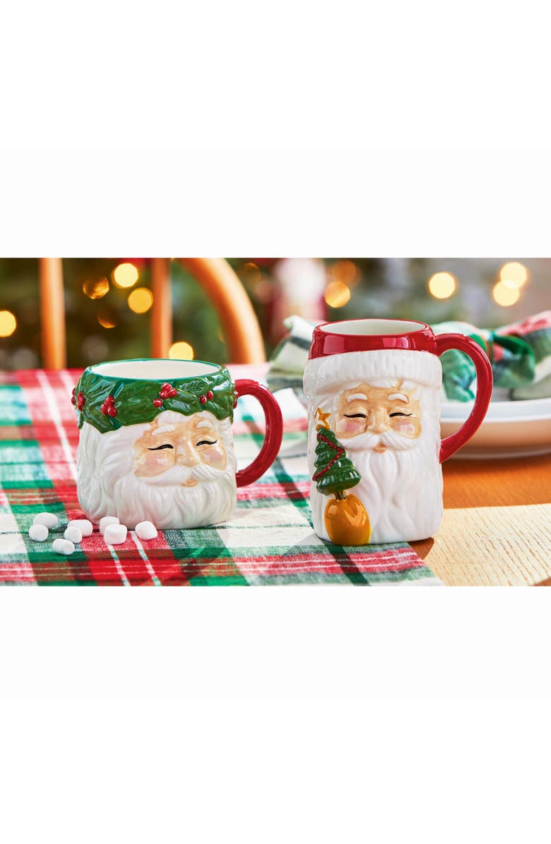 tag Vintage Santa Wreath Ceramic Mug Christmas Drinkware 18oz, Alternate, color, Multicolored
