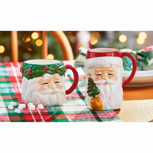 Tag Vine Santa Wreath Ceramic Mug Christmas Drinkware 18oz In Multi