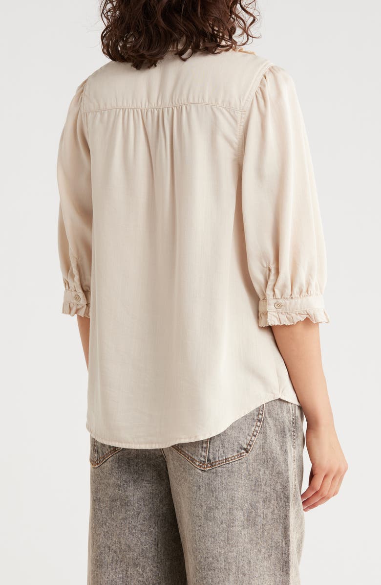 Democracy Three-Quarter Sleeve Button-Up Shirt, Alternate, color, Macadamia