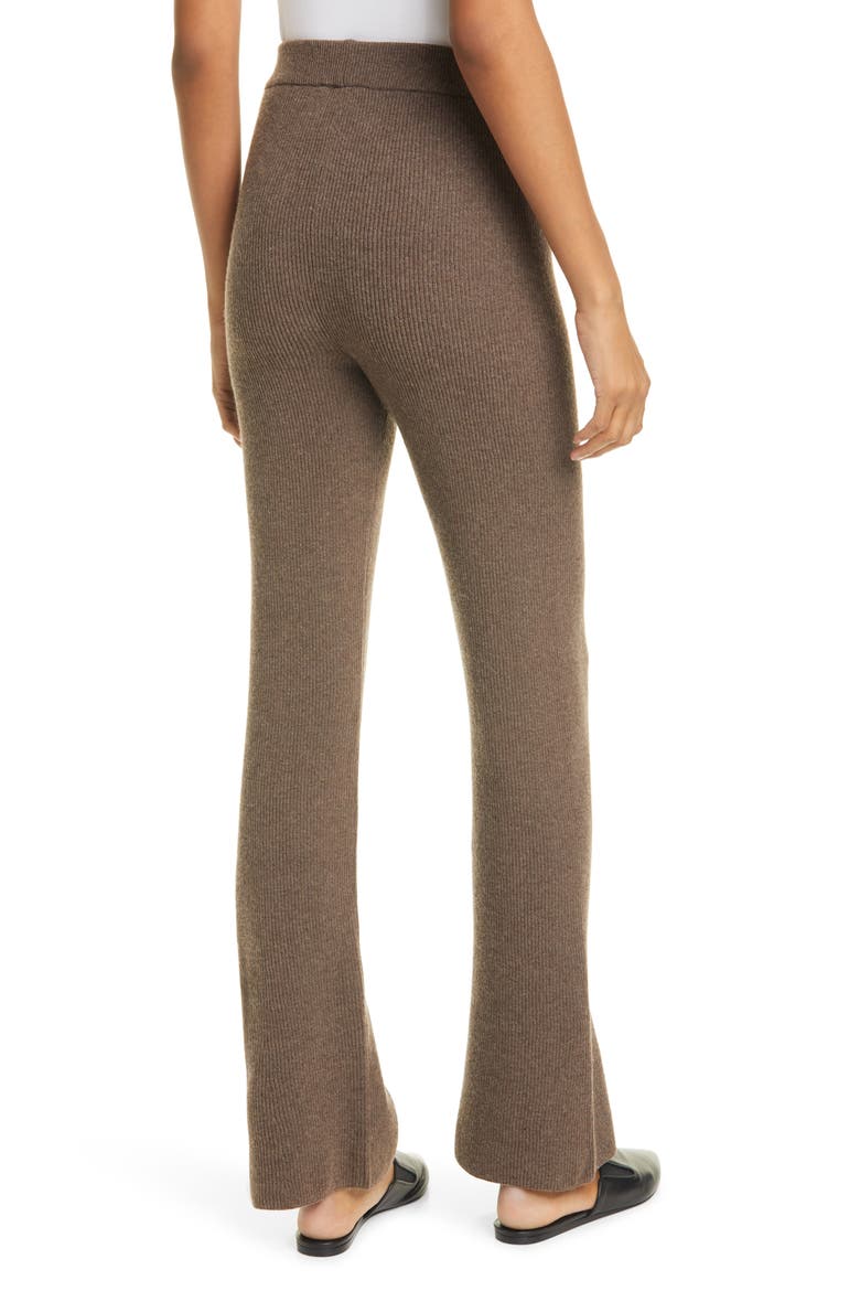 Leba Rib Merino Wool Blend Pants, Alternate, color, DARK BROWN