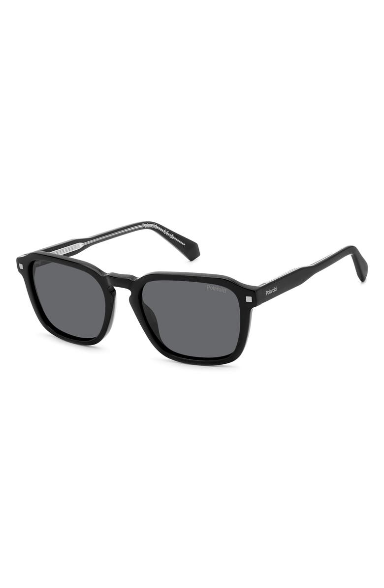 Polaroid 53mm Polarized Rectangular Sunglasses, Alternate, color, Black/ Gray Polarized