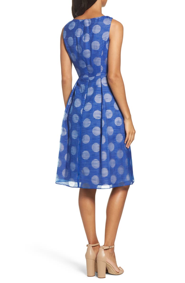 Adrianna Papell Pop Dot Fit & Flare Dress, Alternate, color, 