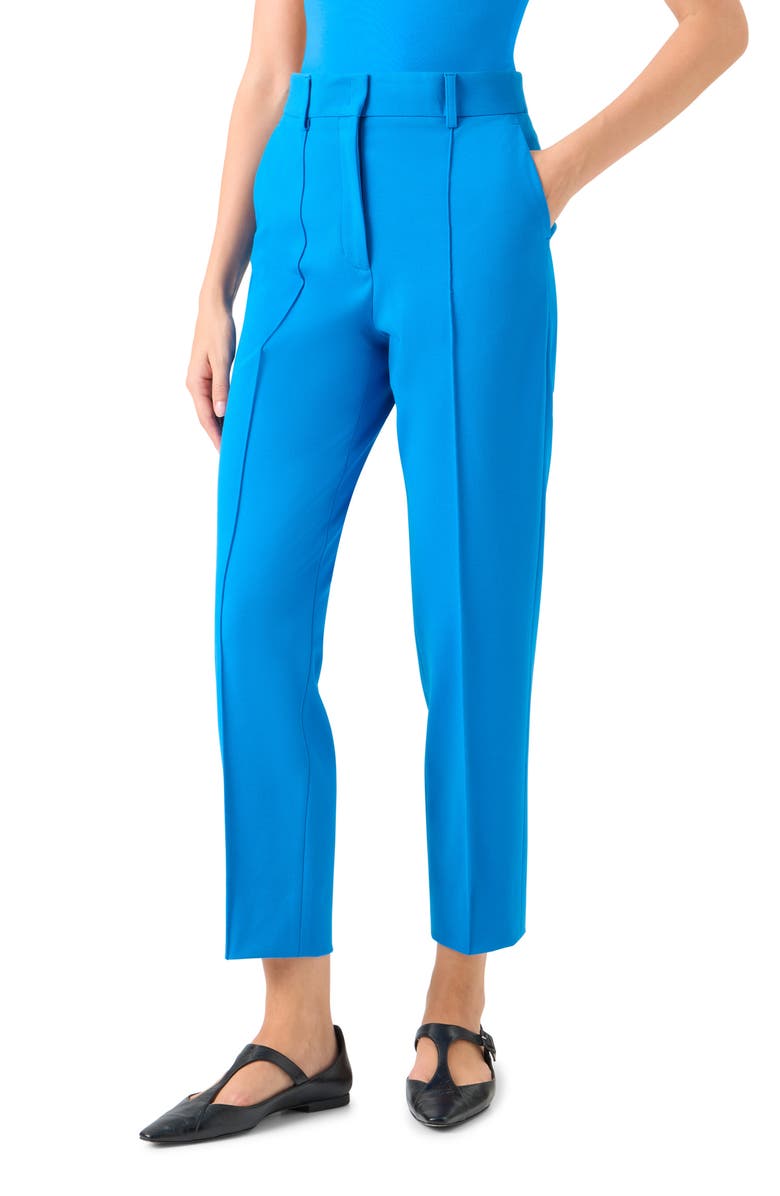Akris punto Stretch Knit Tailored Ankle Pants, Alternate, color, Cobalt Blue