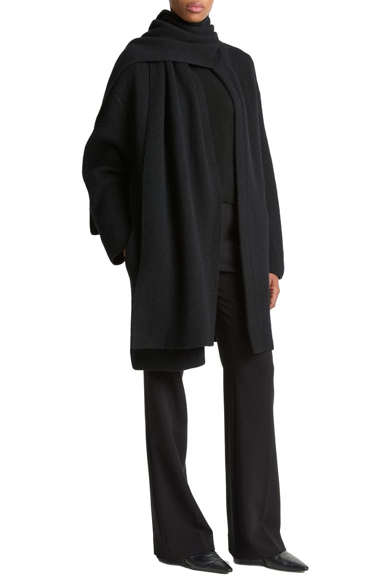 Drape Sweater Coat, Alternate, color, BLACK