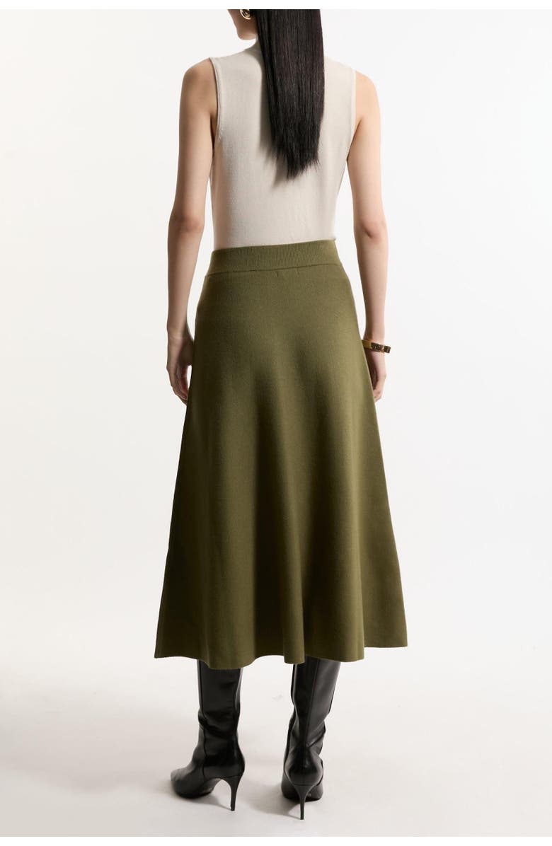 Karen Millen Milano Knit Full Midi Skirt, Alternate, color, Olive