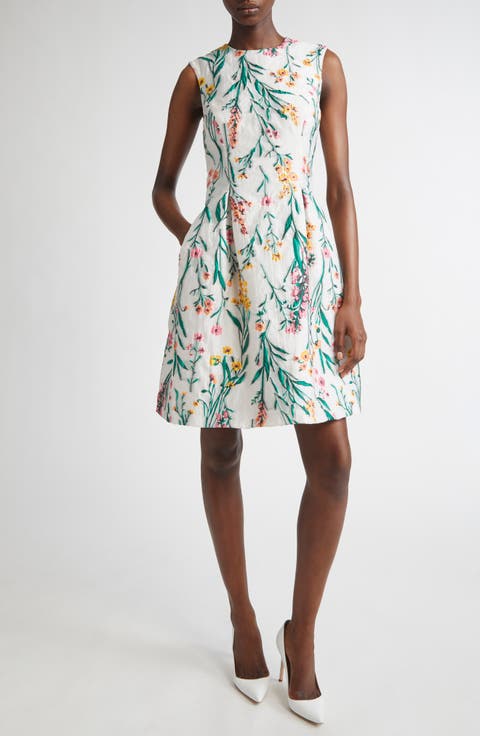 Betsy Floral Jacquard A-Line Dress