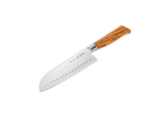 Messermeister Oliva Elite Kullenschliff Santoku Knife 7 Inches In Brown