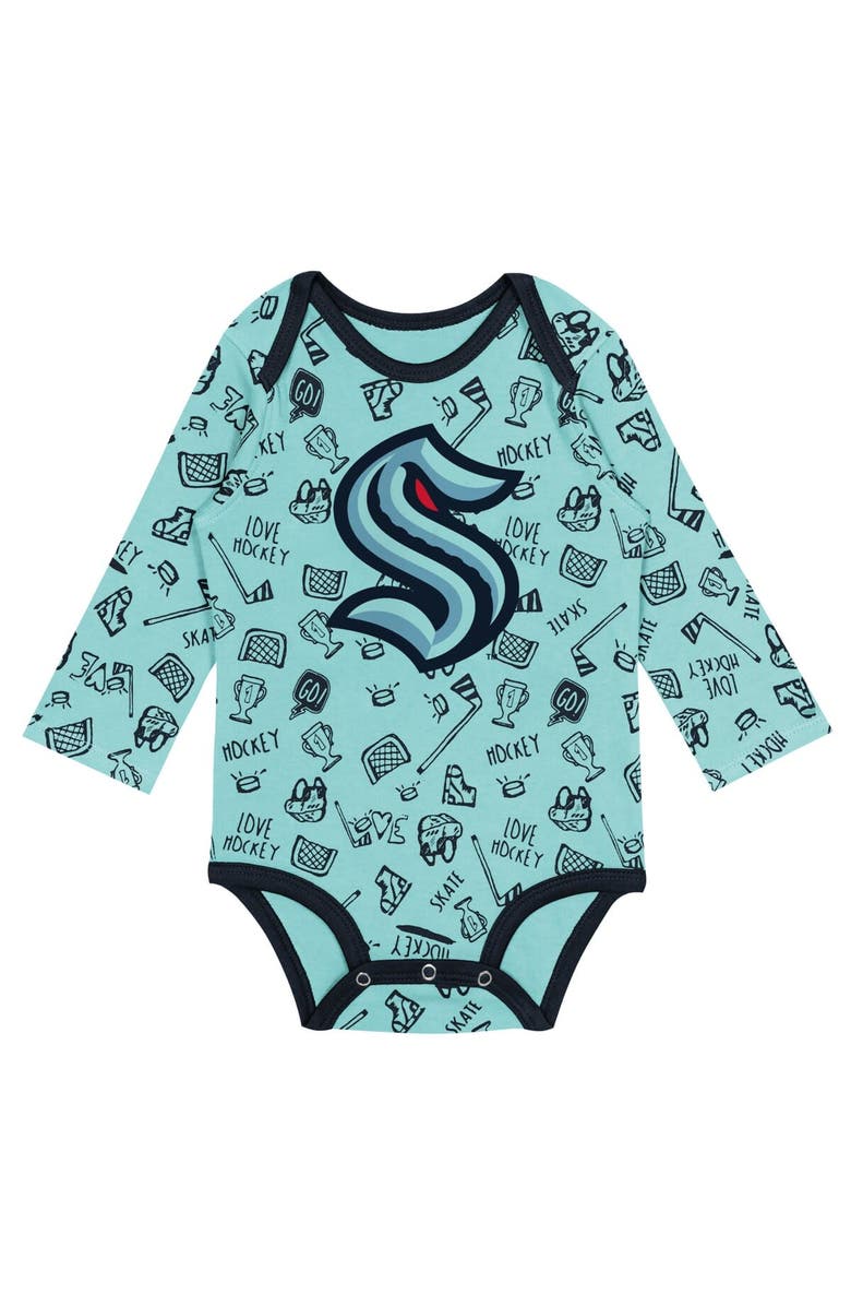 Outerstuff Infant Light Blue Seattle Kraken Dynamic Defender Long Sleeve Bodysuit, Alternate, color, Light Blue