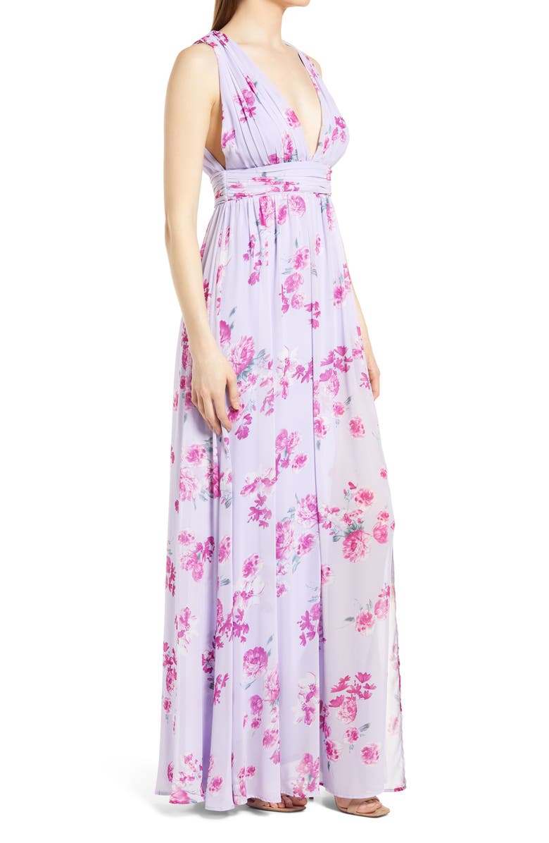 Lulus Heavenly Hues Floral Evening Gown, Alternate, color,