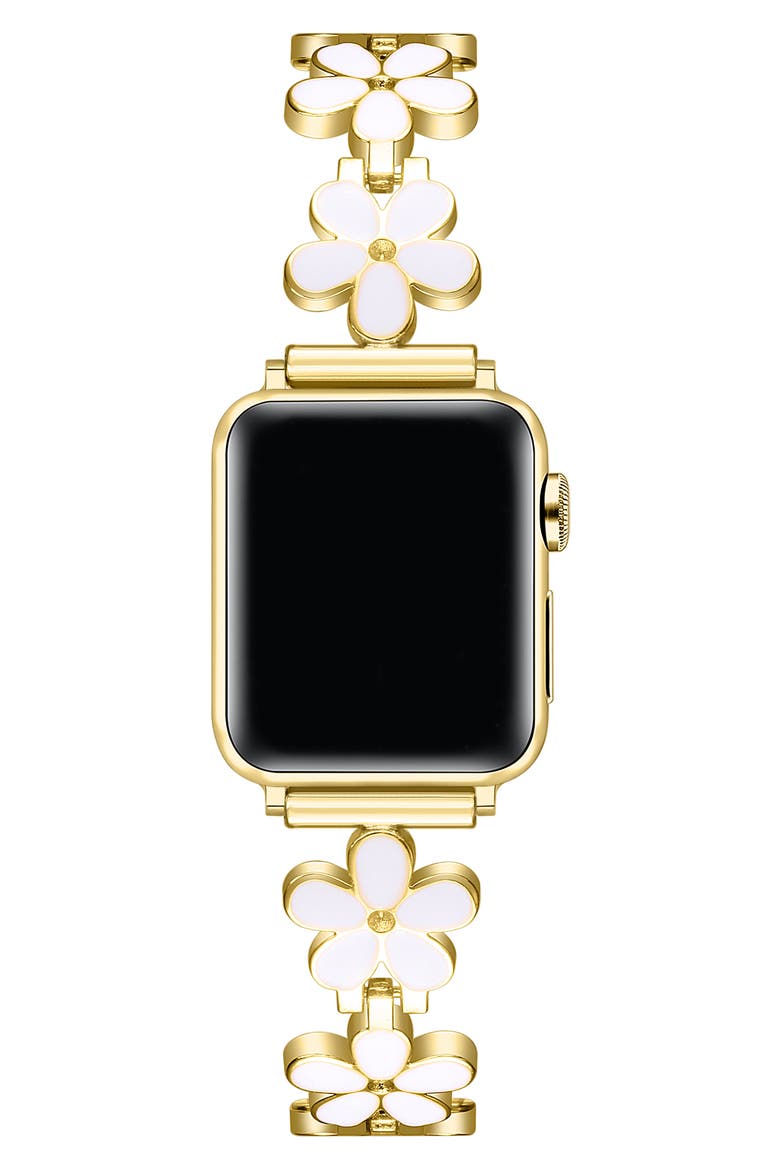 Daisy Apple Watch® Watchband, Alternate, color, WHITE / GOLD
