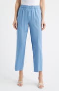 Anne Klein High Waist Pull-On Straight Leg Linen Blend Pants