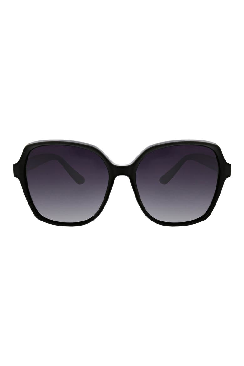 Angled Modern 58mm Square Polarized Sunglasses, Main, color, BLACK