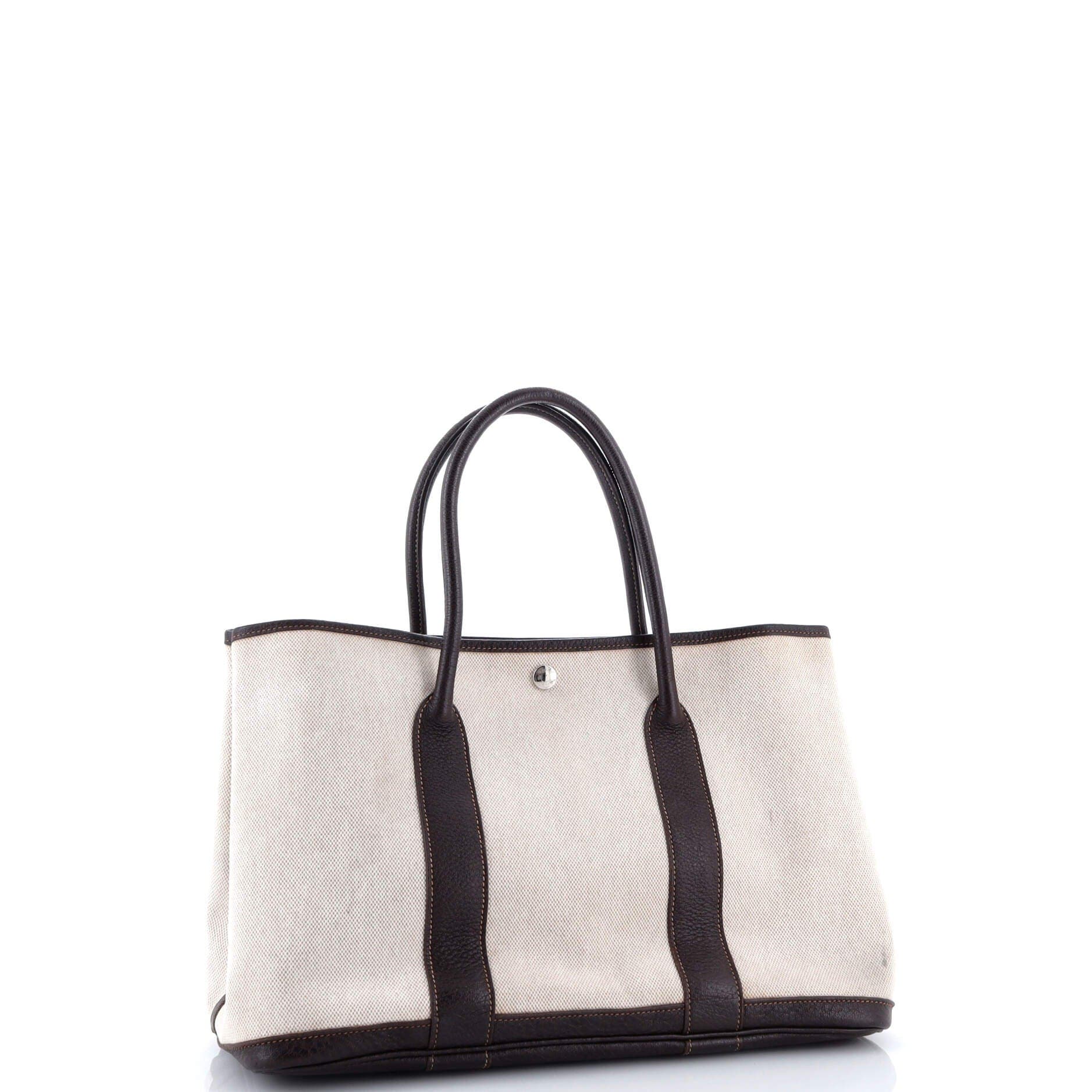 Pre-Owned Hermes Garden Party Tote Toile and Leather 36, Alternate, color, Cocaon