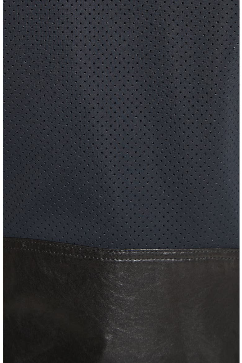 Wes Moto Leather & Neoprene Jacket, Alternate, color, BLACK