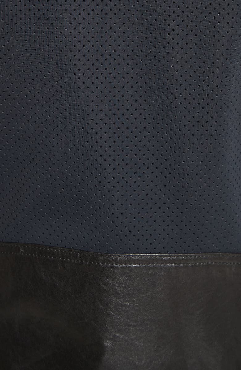 Rebecca Minkoff Wes Moto Leather & Neoprene Jacket, Alternate, color, 