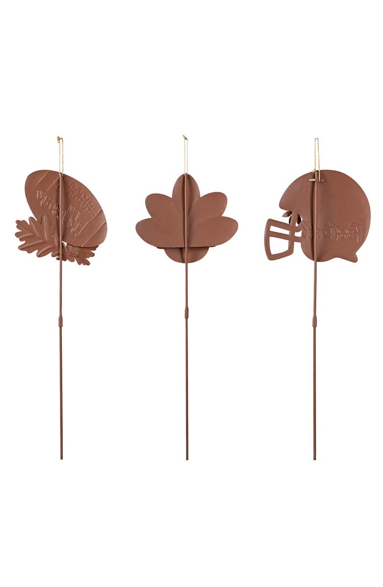 Glitzhome Set of 3 Thanksgiving Metal Football Turkey Yard Stake, Alternate, color, 