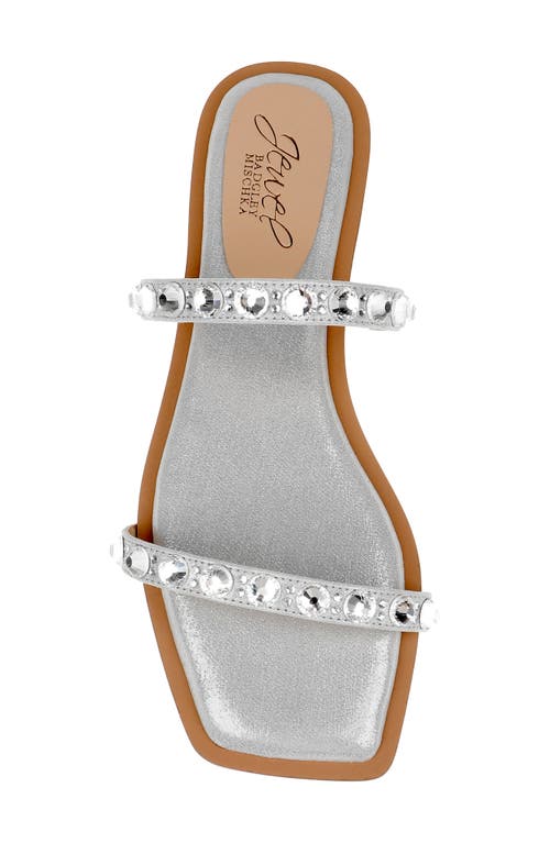 Jewel Badgley Mischka Honesty Slide Sandal In Silver
